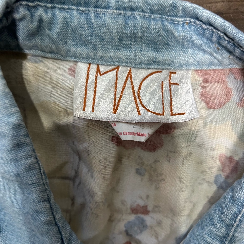 Denim Collar Floral Shirt by Image - Picture 3 of 5